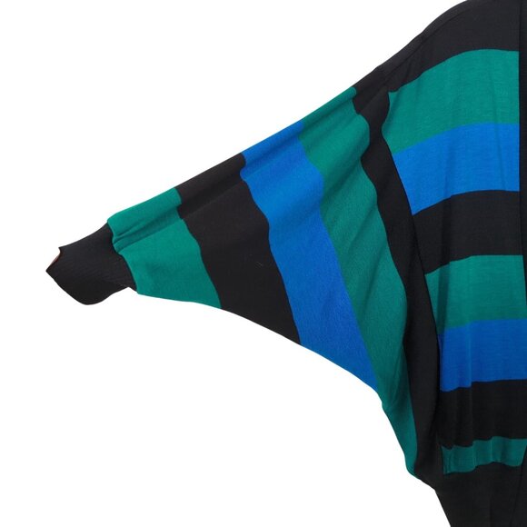 Vintage Felicity Barbara Lesser Women's Size S Stripe Batwing Cardigan Sweater - Picture 3 of 16